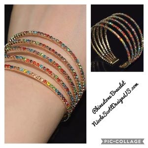 Multicolored Rhinestone Cuff Bracelet